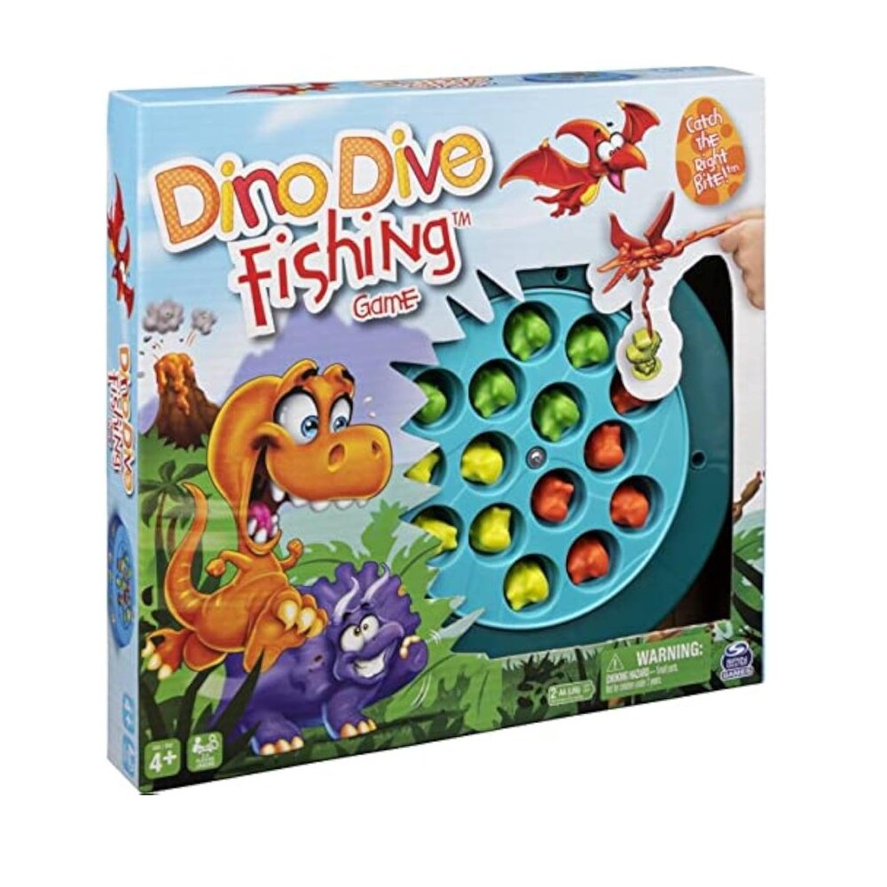 NEW Spinmaster Dino Dive Fishing Game Chomping Dinosaur Kids Motorized Battery